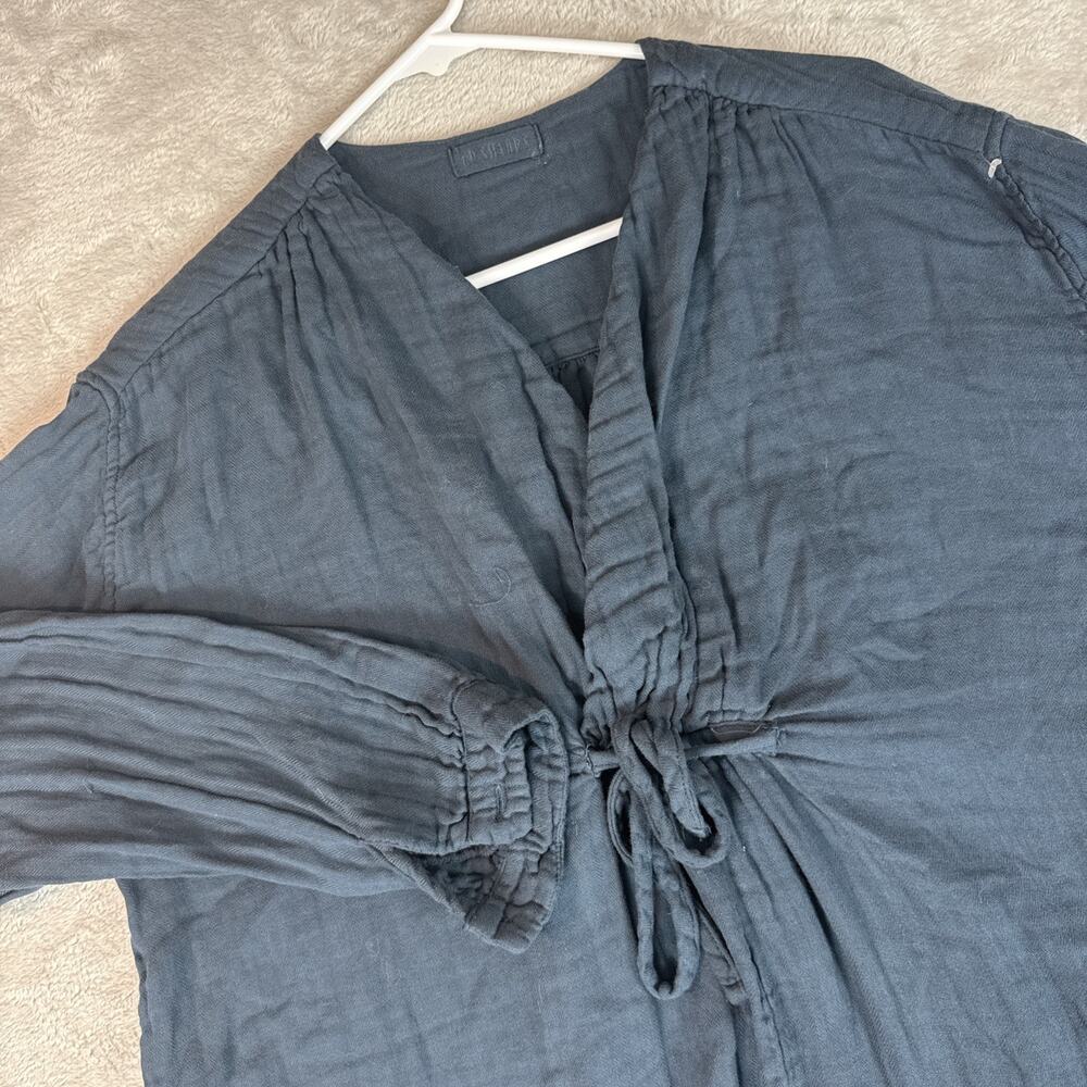 Women’s Oversized CP Shades Gauze Cotton Tunic Blue Boxy Lagenlook Dress M Boho